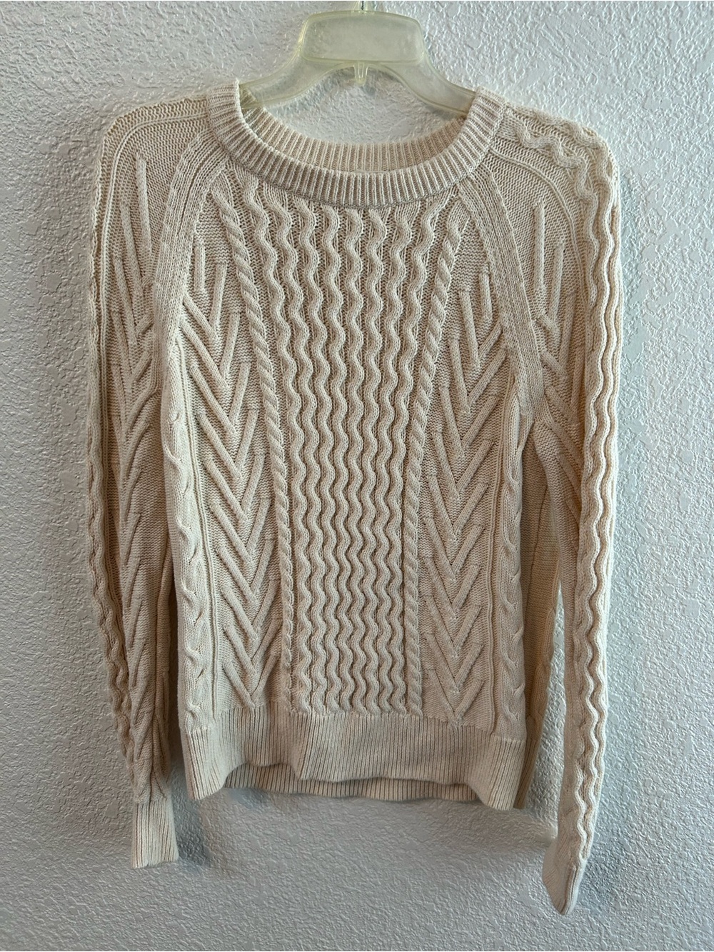 GAP 100% Cotton Cable Knit Sweater Cream Beige Textured Medium Cozy Chic